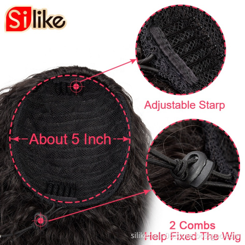 Silike 18inch Long Afro Kinky Curly Ponytail Extension Synthetic Hair Tail Drawstring Ponytail Clip In Hair Extensions Salon